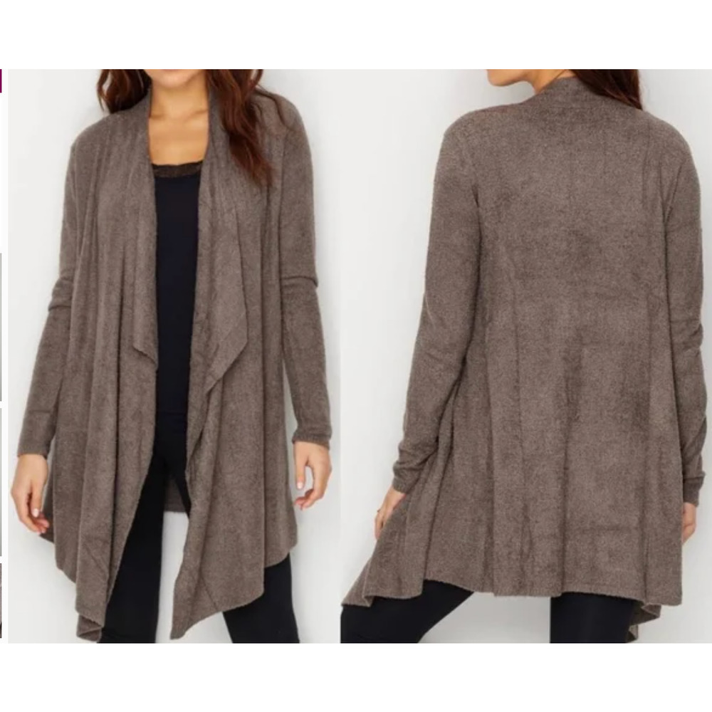Barefoot Dreams Bamboo Chic Lite Open Front Asymmetrical-Cut Cardigan Size S/M
